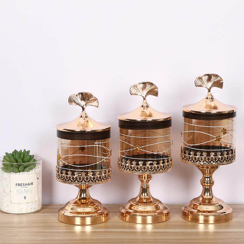 欧式复古铁艺干果食品玻璃糖果罐首饰收纳盒储物罐子糖缸密封盒