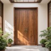 别墅大门高端原木双开入户门中式 实木大门会所庭院门仿古榆木大门