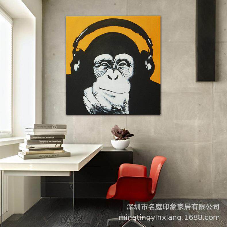 外贸订单 动物手绘画 猩猩 家居客厅卧室办公装饰挂画油画