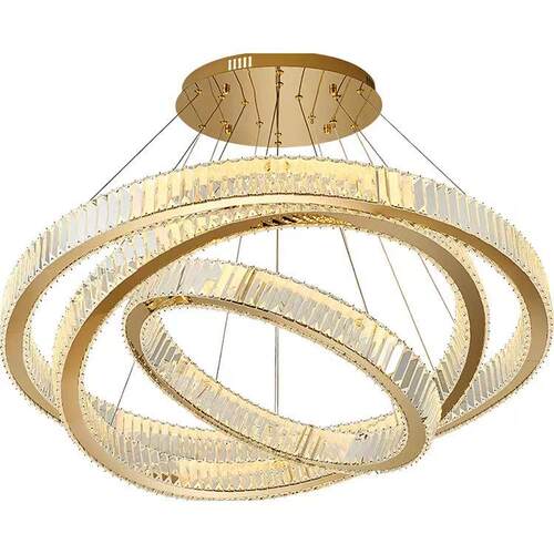 轻奢水晶吊灯客厅灯现代简约大气高级感餐厅主卧室圆环复式楼灯具