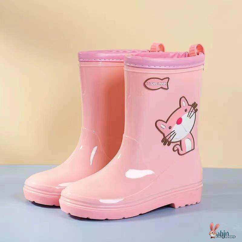 儿童雨鞋女童防滑水鞋中筒男童雨靴中大童雨水鞋小童卡通轻便雨靴