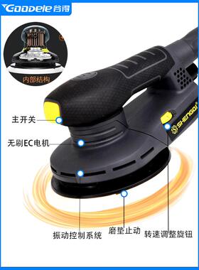 t干磨机电动打机k无尘干磨头汽428车喷漆研腻子磨磨灰砂纸无刷磨