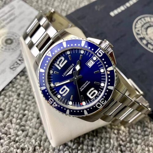 特惠[9.8新]浪琴康卡斯蓝盘钢自动机械手表L3.642.4.96.6游泳男表