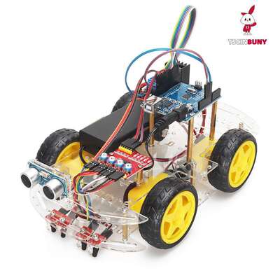 兼容Arduinouno遥控智能套件超声波寻迹避障小车编程机器人套件
