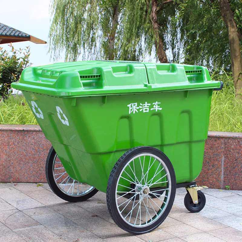 垃圾车塑料环卫400L大型垃圾桶小区物业学校手推保洁清运车环卫车