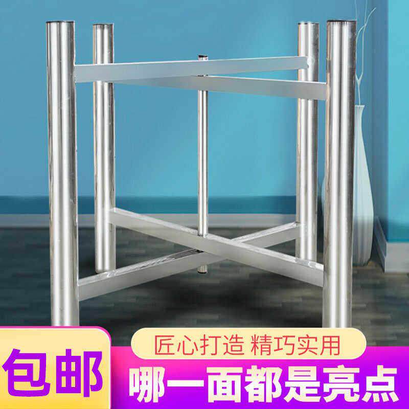 不锈钢简易大圆桌架铁艺桌腿支架方桌饭桌餐桌折叠伸缩桌脚架厂家