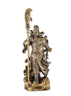 黄铜关羽武财神实心把玩件家居饰品商铺门店关二爷铜像装饰品摆件