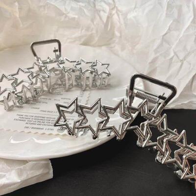 Silver Y2K Star Pentagram Heart Hair Claws Sweet Cool Girls
