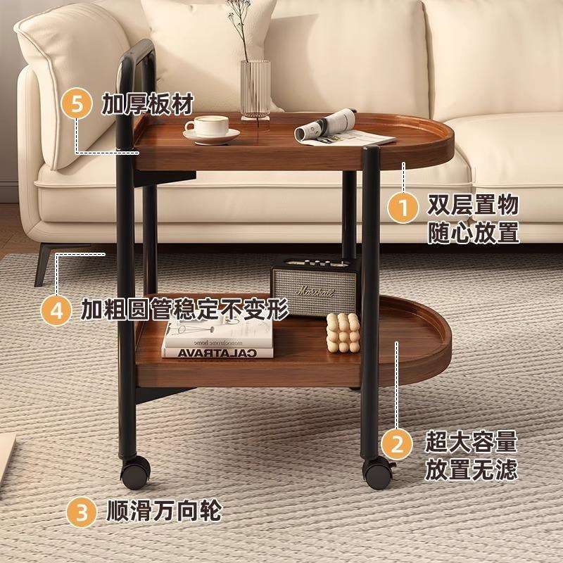 边几茶客推几可移动餐边桌置物架中古风小车厅家94用阳台喝茶桌小