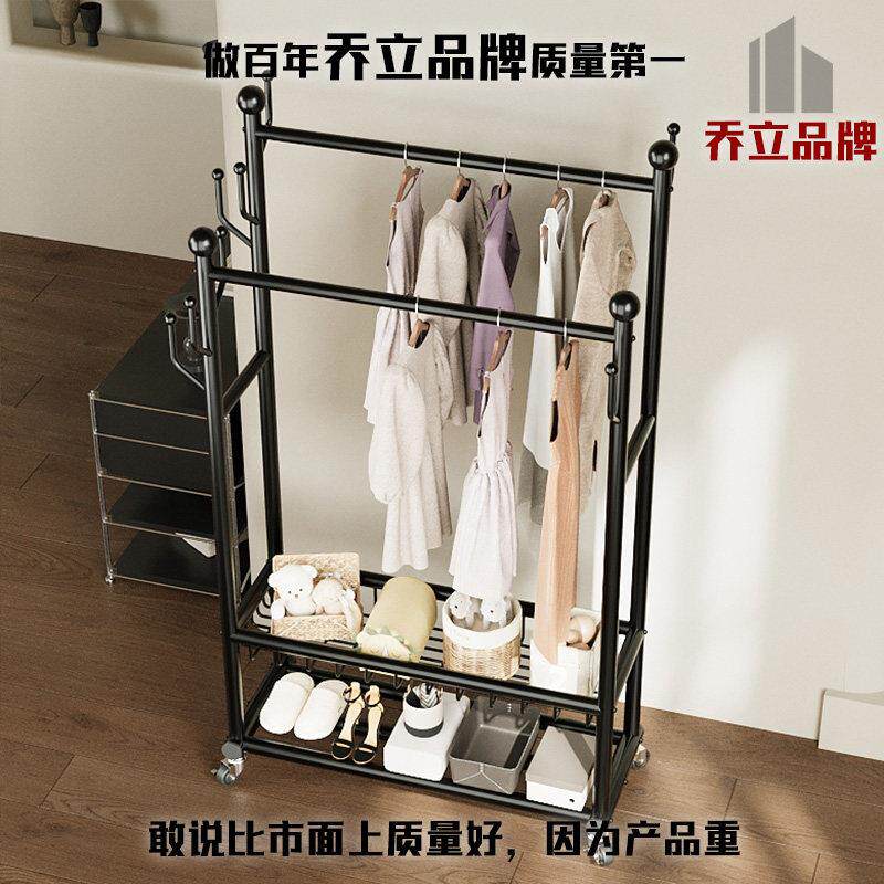 立式双层双杆可移动加粗家用卧室阳台晾衣杆晒衣服架子挂衣架
