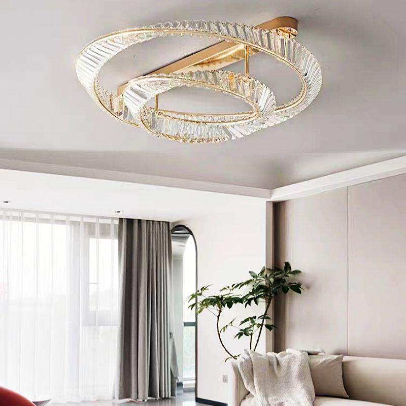 轻奢水晶现代简约客厅吸顶灯双层大气智能高档设计师房间卧室灯具