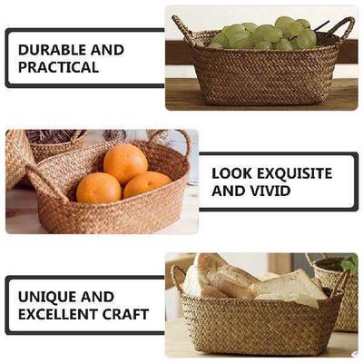 Storage Crate Straw Basket Desktop Organizer Woven Toy