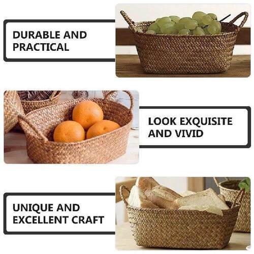 Storage Crate Straw Basket Desktop Organizer Woven Toy