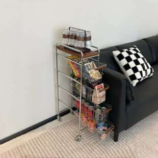 小户型抽屉厨房收纳置物架多层收纳架不占空间可移动小推车置物架