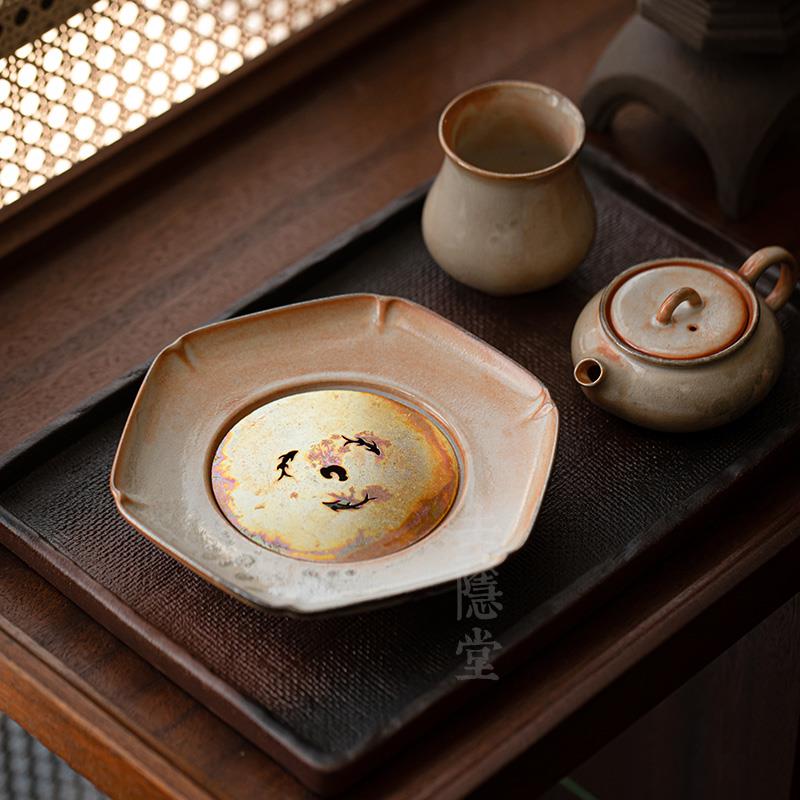 圭隐堂志野烧陶瓷壶承茶茶盘家用复古储水志野烧六干泡台壶茶托茶