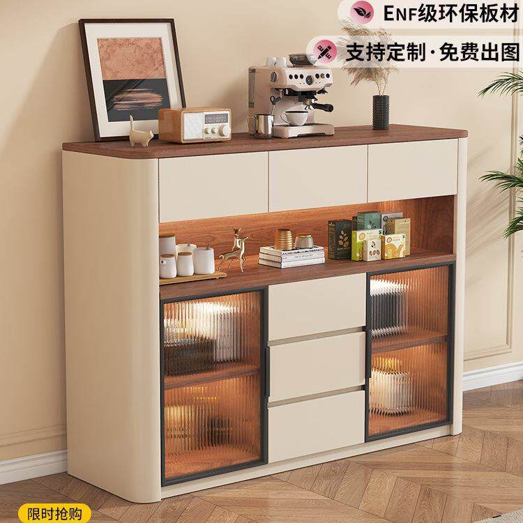 实木餐边柜子储物柜客厅置物柜茶水柜厨房橱柜矮柜落地柜可定