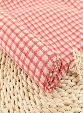 30支平纹针织格子布290g全涤彩色格纹面料色织童装面料外贸批发