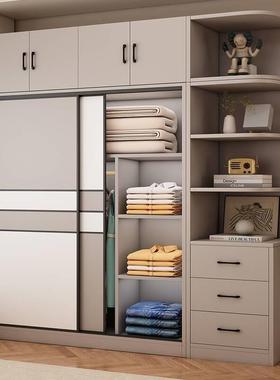 家用卧木16085质推拉门儿室童柜衣橱出租房屋用衣经济型简易柜子