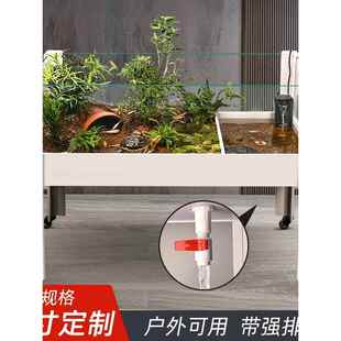 黄缘龟饲养箱半水龟专用造景生态缸带水盆绿植超大玻璃乌龟水陆缸
