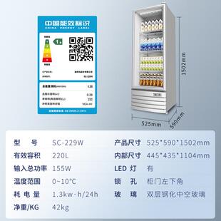 229W 澳柯玛 风冷无灯箱单门展示柜