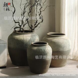 仿古陶罐古董罐子翁罐瓦罐装饰大号土陶民宿酒店软装大型陶罐花盆