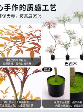 北欧风仿真绿植南天竹盆栽家居室内装饰摆件秋色绿色假植物造景