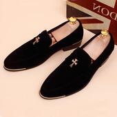 尖头休型闲皮鞋 韩版 英式 潮流翻毛增皮内高男鞋 脚 正品 套款 春秋男式