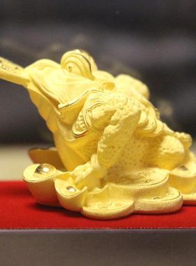 新款丝绒沙金开蟾修蜍黄金礼品饰品新居风水办公室装创业意家居饰