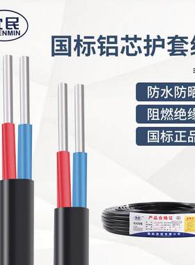 国标护套线户外防老化电线铝线双芯家用6/10/16平方架空室外电缆