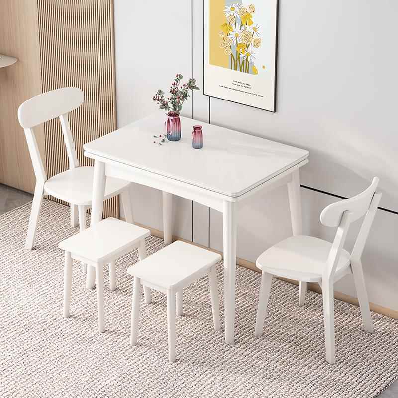 正品岩板折叠方桌用小户型实木可伸缩现代简约轻奢餐家饭桌长形桌