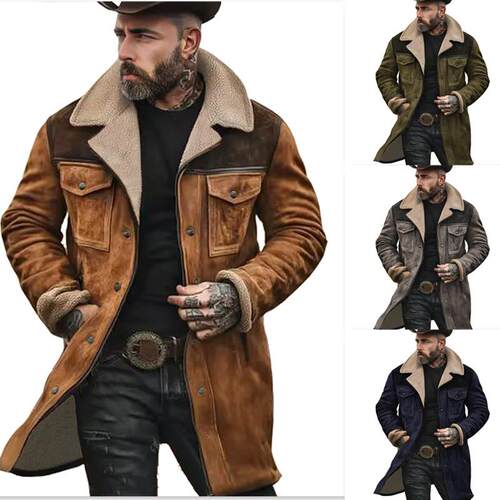 In Stock 2025 Autumn and Winter Men's Coat Suede Multicolor