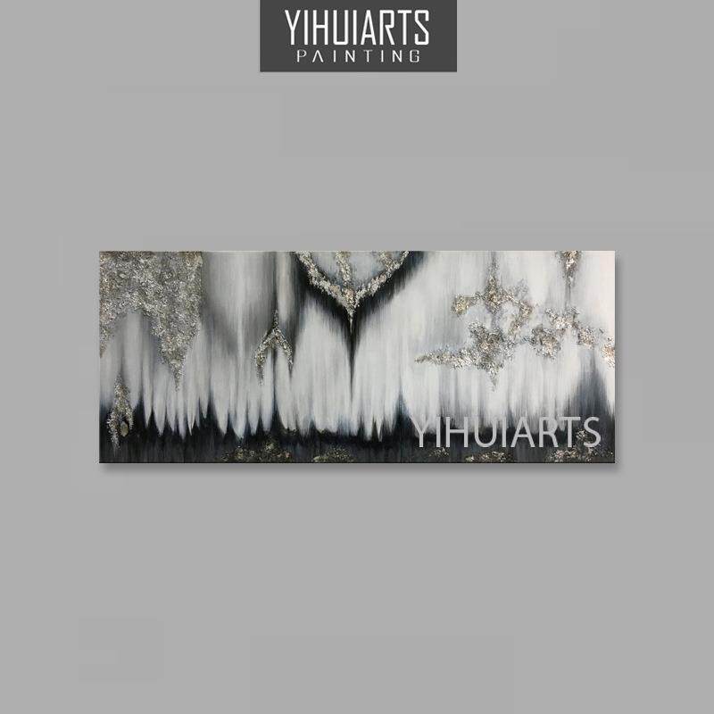 YIHUIARTS直销纯手绘横版抽象装饰油画卧室床头装饰挂画