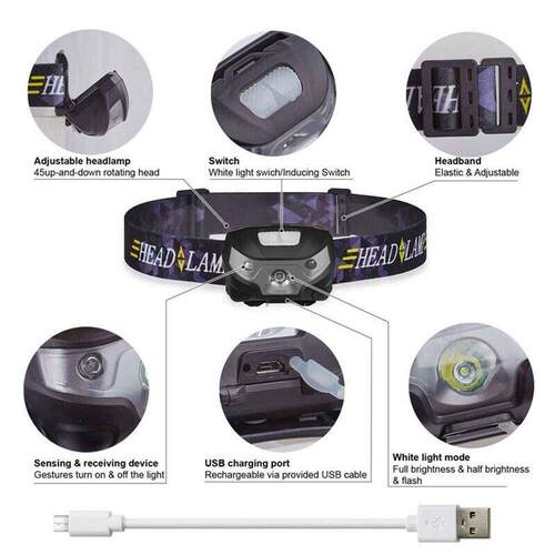 3W Headlight Head Torch Lamp Headlamp Rechargeable Camping S