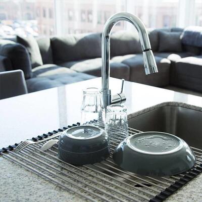 Kitchen Sink Drying Dish Rack Cup Holder Organizer Roll Stai