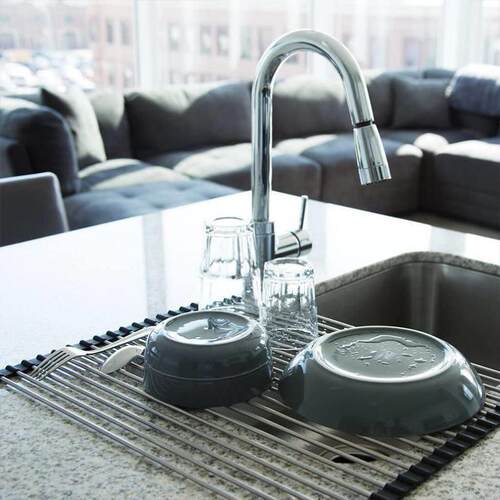 Kitchen Sink Drying Dish Rack Cup Holder Organizer Roll Stai