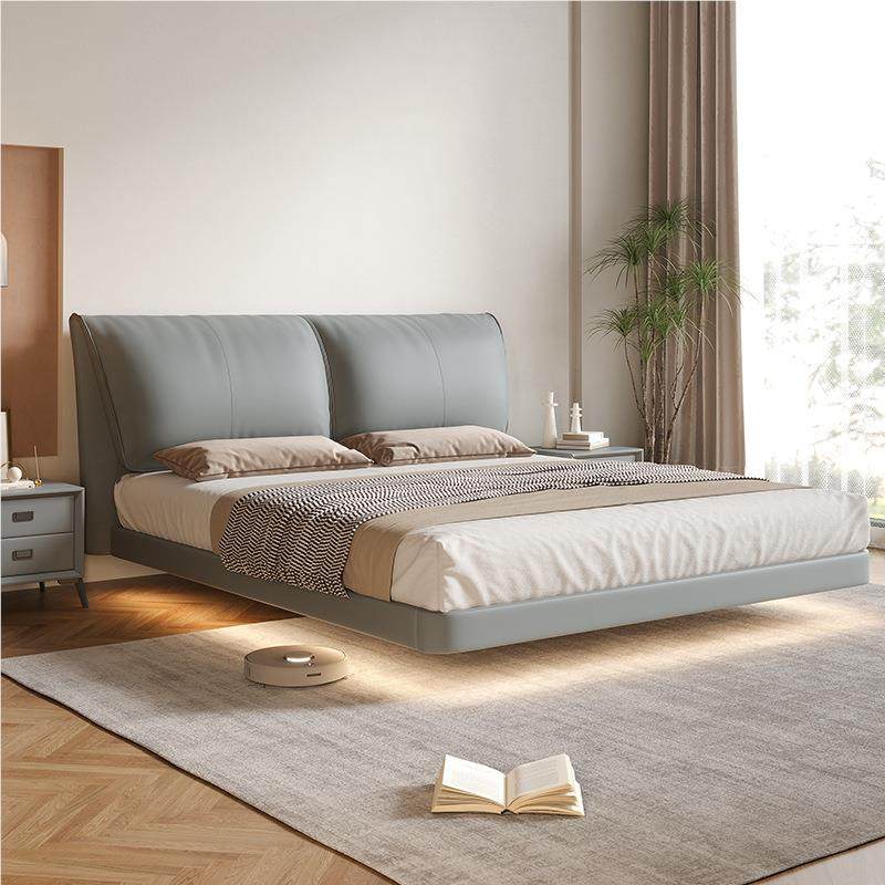 定制带无品牌/意灯悬浮床式悬主卧简约风婚大象耳朵软包床双人1.8