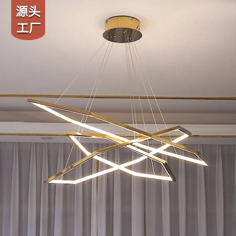 客厅吊灯全光谱后现代极简轻奢艺术北欧餐吊灯几何不锈钢中山灯具