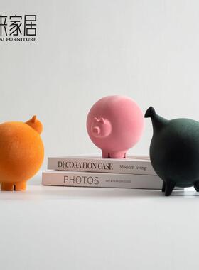 现代简约彩色可爱动物摆件家居客厅装饰样板间儿童房书架卡通摆设