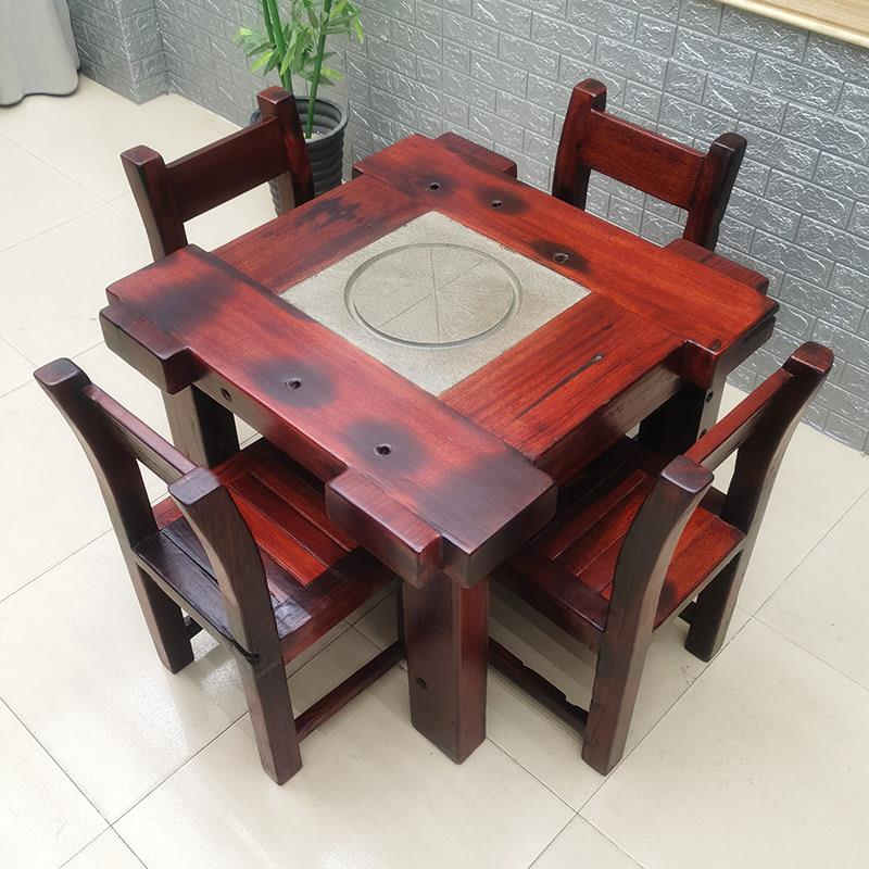老船木茶桌实木茶台新中式阳台茶桌椅组合井字形家用复古厂家直销