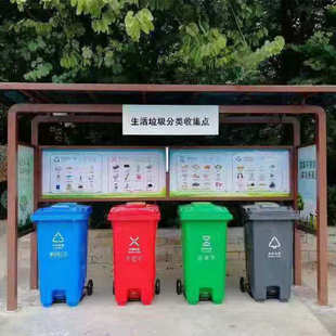 户外社区环卫不锈钢垃圾分类投放收集亭敞开式 四分类垃圾房厂家