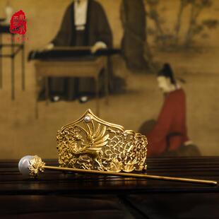 夏小承儿童发冠男童汉服发箍盘发头饰丸子发饰古风发髻古装金簪子