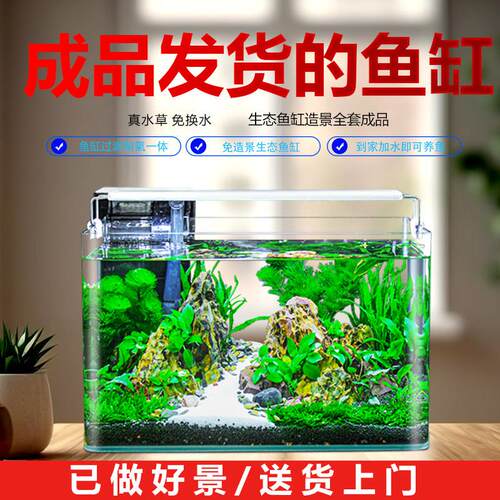 鱼缸客厅2025新款桌面家用小型金鱼缸全套造景真水草生态免换水缸