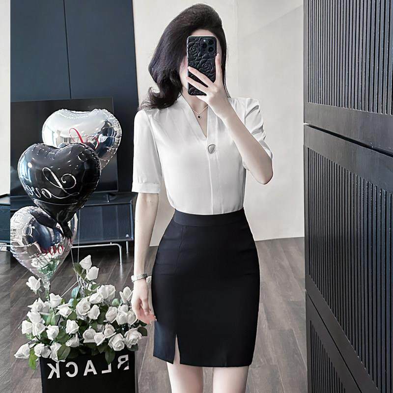 白衬衫女职业套装裙2026新款夏季薄款气质衬衣工作服空姐制服工装