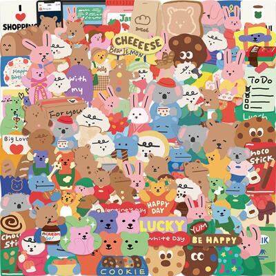 100pcs Cute Korean Bear Stickers Vinyl Waterproof Stickers f