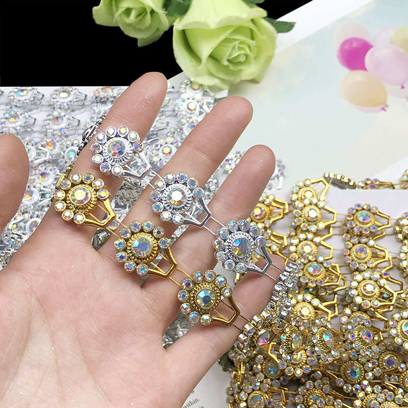 手缝钻链花边少数民族苗族景颇族金银色手工闪钻链条服装花边辅料