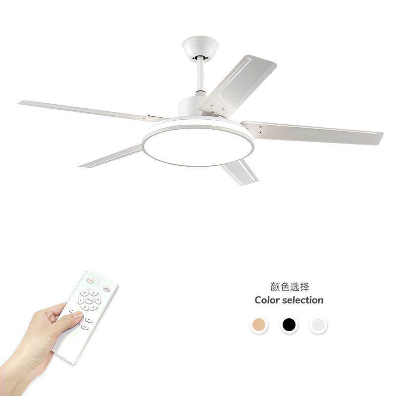 52寸铁艺大灯罩风扇灯白色黑色简约吊扇灯遥控全光谱客厅客厅吊扇