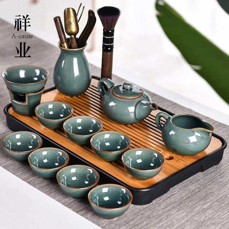 哥窑功夫茶具家用中式轻奢高档泡茶冰裂茶壶茶杯礼盒套组送礼父亲