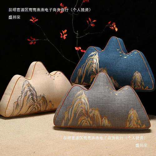 山枕靠椅Wlyyds10中式抱枕客厅沙发座靠垫国风山形靠腰枕靠背垫