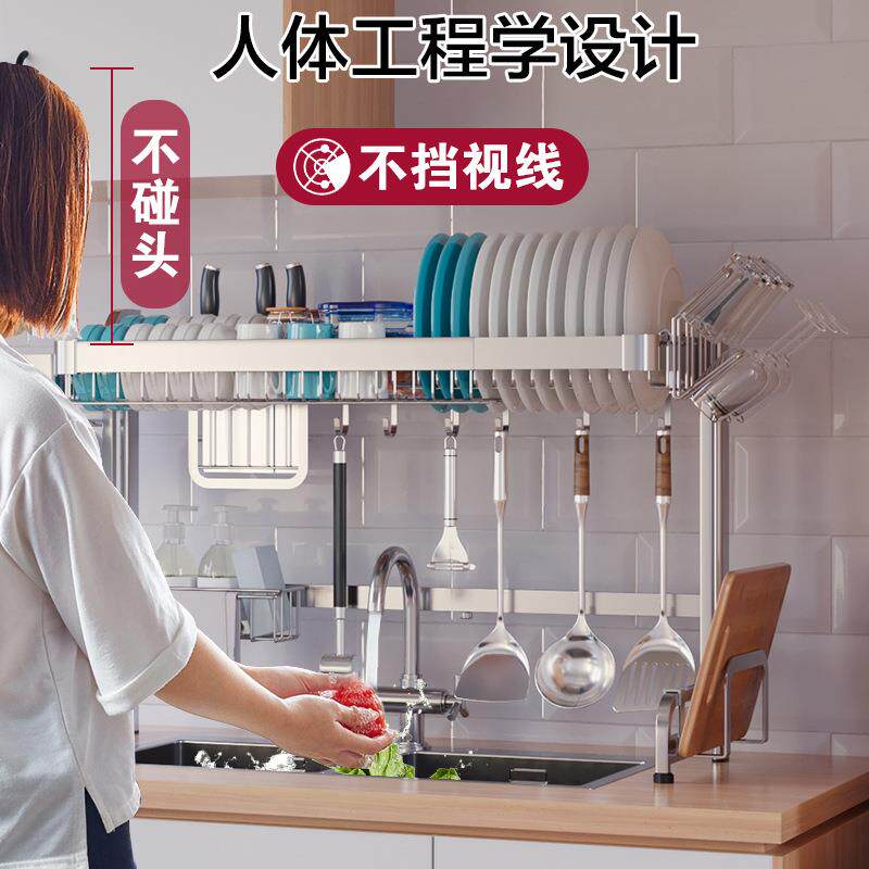新款直销厨房水槽置物架不锈钢碗碟沥水架家用碗筷收纳架水池晾碗