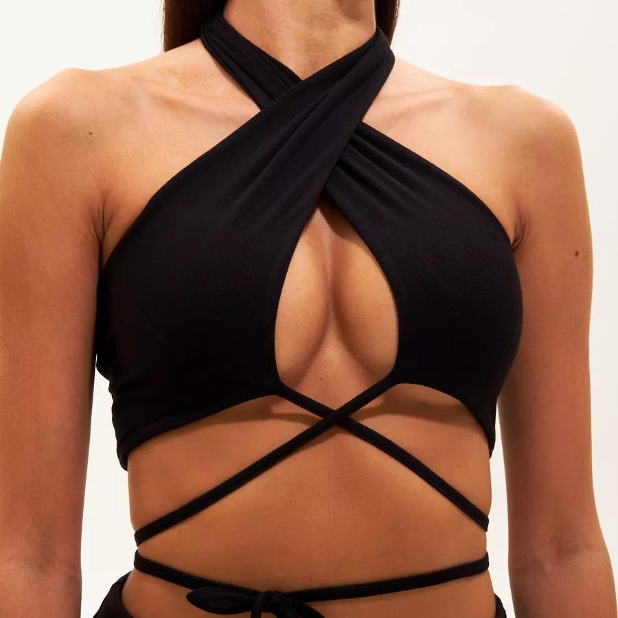 for halter neck top with vest lace-up